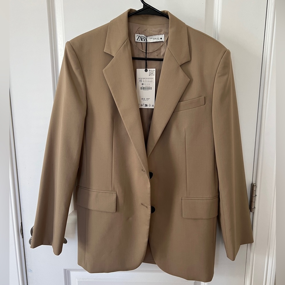 Zara Oversized Blazer in Taupe Brown (XS)
